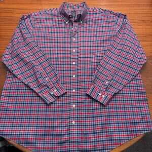 Brooks Brothers Men's Red Blue Plaid Long Sleeve Button Down Shirt 3XLT